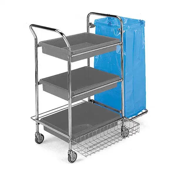 TTS TECNO 62 — chrome-plated cleaning trolley