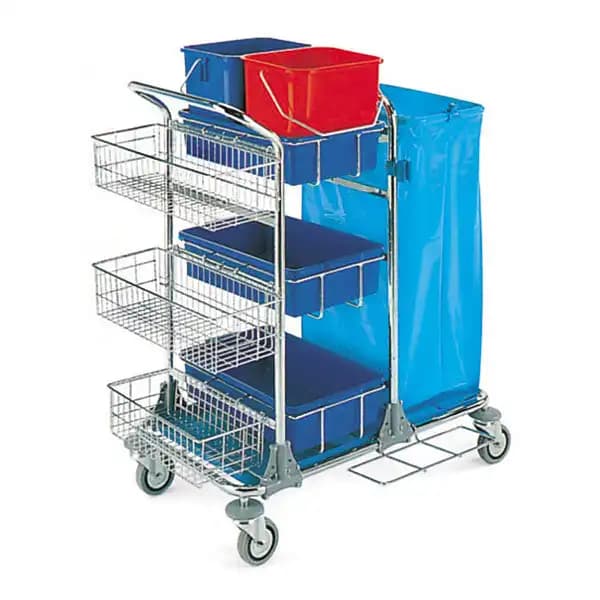 TTS MODULAR 130 — chromed trolley for professional cleaning